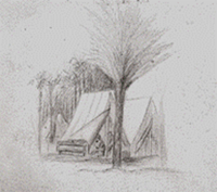 sketch of an engineer tent by Artificer James H. Pollard of companies G and H